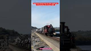 Fairlie David Lloyd George hauls the slate wagons out of Porthmadog 5th October 2024 [upl. by Natsreik]