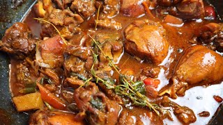 SUPER TASTY JAMAICAN BROWN STEW CHICKEN STEP BY STEP  STEWED CHICKEN [upl. by Annaerdna]