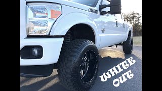 “WHITE OUT” Lifted deleted tuned 2014 Ford F250 XLT 67 Powerstroke 4x4 [upl. by Adnilre]