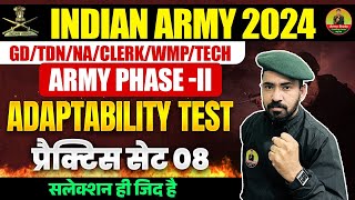 Indian Army 2024  Army Phase 2 Tyari  Adaptability Test 08  Army Adaptability Practice Set 2024 [upl. by Turmel]