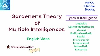 Gardeners Theory of Multiple Intelligence  Cognitive Psychology  MAPC [upl. by Geneva]