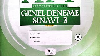 TÜRKİYE GENELİ TÖDER AYT3 ÇÖZÜMLERİ VE PDF [upl. by Stedmann]