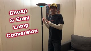 Halogen Torchiere Lamp Conversion The Cheap And Easy Way [upl. by Melamie]