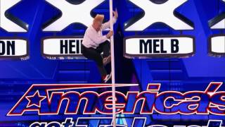 Americas Got Talent 2017 Audition  Bello Nock Circus Performer Thrills From Towering Heights [upl. by Camilla568]