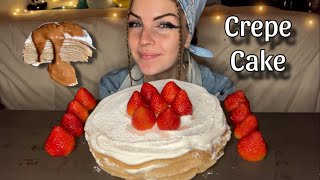 CREPE CAKE MUKBANG Vegan No Talking [upl. by Yraht653]