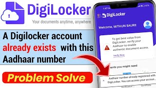 A digilocker account already exists with this Aadhaar number problem  Digilocker aadhar problem [upl. by Dionis]