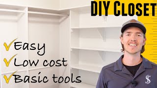 Simple but awesome DIY walk in closet build step by step [upl. by Akirehs]