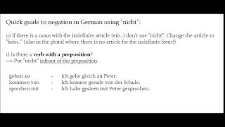 VGGL 3 German Negation with quotnichtquot [upl. by Wolfgram]