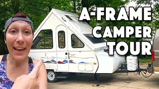 Buying the CHEAPEST AFrame Camper Setup amp Walkthrough Tour [upl. by Kcirneh71]