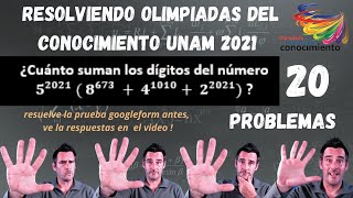 Resolviendo olimpiada del conocimiento de matemáticas UNAM 2021 nivel bachillerato 20 problemas [upl. by Ainoet]