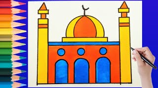 Learn To Draw Mosque Easily  Masjid Drawing Easy  Mosque Drawing  Draw Masjid For Beginners [upl. by Aniuqahs]