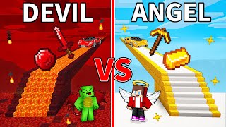 JJs ANGEL Bridge vs Mikeys DEVIL Bridge Survive Battle in Minecraft  Maizen [upl. by Georgie]