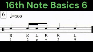 Rhythm Reading 16th Note Basics Number 6 100 bpm [upl. by Nimra]