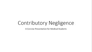 Contributory Negligence  Forensic Medicine [upl. by Einnos]