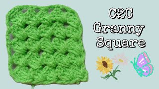 Crochet C2C Granny Square  Corner to Corner Granny Square  Easy Crochet [upl. by Riamu628]