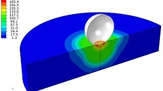 Abaqus CAEStandard Use of Axis Symmetry stress element to model Brinell hardness test [upl. by Peterus]