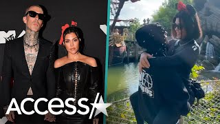 Kourtney Kardashian Straddles Travis Barker For Steamy Kiss At Disneyland [upl. by Hereld530]