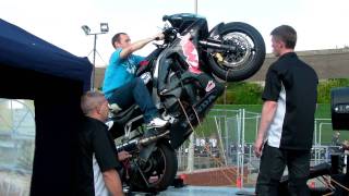 Me on the Wheelie Machine 1st gear  Ace Cafe Reunion 2010 [upl. by Enneite]