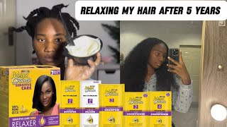 1ST RELAXER  RELAXING MY SCANTYTHIN NATURAL 4C HAIR AT HOME [upl. by Fifine]