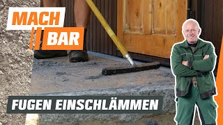 Terrassenplatten verfugen Pflaster einschlämmen mit Fugenmörtel  OBI [upl. by Danell]