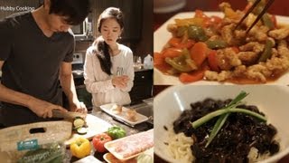 Hubby Cooking  Jajangmyun amp Tangsooyook [upl. by Odranar937]