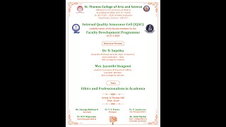 IQACFaculty Induction ProgramEthics and Professionalism in Academia [upl. by Anyat308]