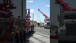 Sinkhole swallows trailer of truck [upl. by Mathian]