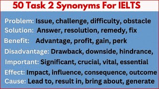 50 Most Commonly Used Words with Synonyms in IELTS Writing Task 2 [upl. by Ynaitirb]