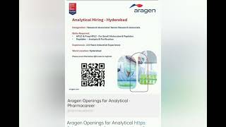 Aragen openings for Analytical  Pharmacareer [upl. by Comstock825]