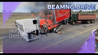 Huge Cars Vs Damage Roads 2  NgBeam Nd Crash  BeamNgDrive [upl. by Abby]