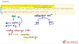 How many of the following are negatively charged sols  Silver sol CrOH3 sol As2S3 [upl. by Destinee]