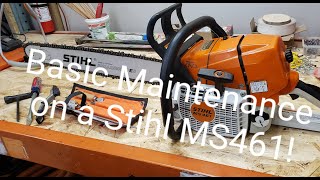 Basic Chainsaw Maintenance On A Stihl MS461 [upl. by Tnemelc748]