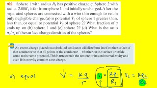 Sphere 1 with radius r1 has positive charge q [upl. by Byrom]