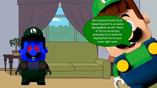 Dark Lego Luigi Says quotYes Coconut Freds Fruit Salad Islandquot  Grounded [upl. by Suoirtemed729]