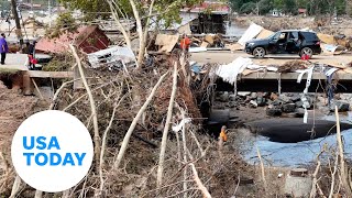 Drone captures Helene aftermath in Asheville North Carolina  USA TODAY [upl. by Cleaves]