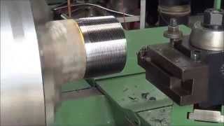 Lehmann Hollow Spindle Engine Lathe Cutting Threads [upl. by Sindee]