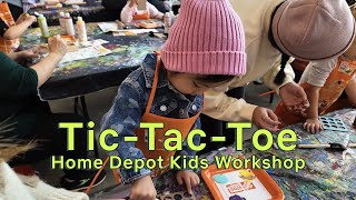 Home Depot Kids Workshop  Building a pumpkin tictactoe game homedepot kidsactivities [upl. by Eolc]