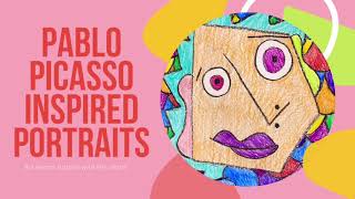 Abstract portraits in the style of Pablo Picasso art tutorial for kids [upl. by Alfeus]