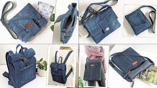 4 DIY Old Jeans Ideas DIY Denim Bags  Compilation  Bag Tutorial  Upcycle Crafts [upl. by Josiah]