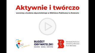 Budżet Obywatelski 2021  projekty realizowane w bemowskiej Bibliotece Publicznej mst Warszawy [upl. by Griffis543]