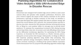 Optimal Task Offloading and Trajectory Planning Algorithms for Collaborative Video Analytics With UA [upl. by Woothen]