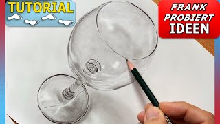 Weinglas realistisch zeichnen mit Bleistiften 🍷 Tutorial mit Schritt für Schritt Anleitung [upl. by Novej]