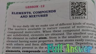 5th STD EVS lesson 12 Elements compounds and Mixtures full answer [upl. by Bander]