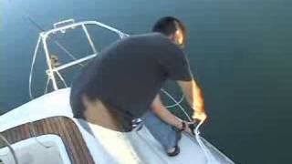 Setting up a preventer to control the boom on a sailboat [upl. by Elak]