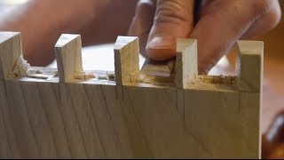 Hand Cut Dovetails Part 13 Clean the Pins [upl. by Euh]