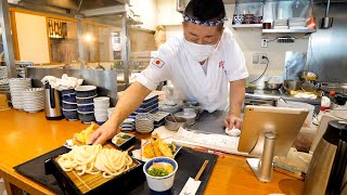 ここは絶対ハズせない！東京最強讃岐うどん店の絶品手打ちうどんと特大かき揚げ天ぷら丨Amazing Skills  Udon Noodles Restaurant in Tokyo [upl. by Uzial]