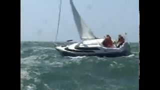 MacGregor 26 sailing in 50 mph winds and big waves [upl. by Dnalevelc849]