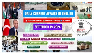 19 September 2024  Current Affairs in English by GKTODAY 🎯 [upl. by Oznole]