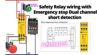 How to wire Safety Relay  Emergency Stop Dual Channel Monitoring with reset  Easy Explained [upl. by Nerrag]