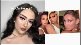 how i do straight amp lifted brows without shaving  quotmodel browquot effect [upl. by Allerus]